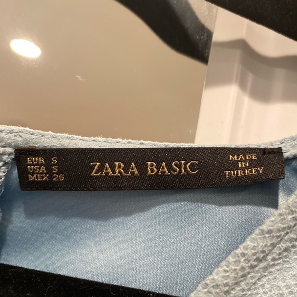 ZARA Blue Faux Suede Textures Top - Picture 3 of 4